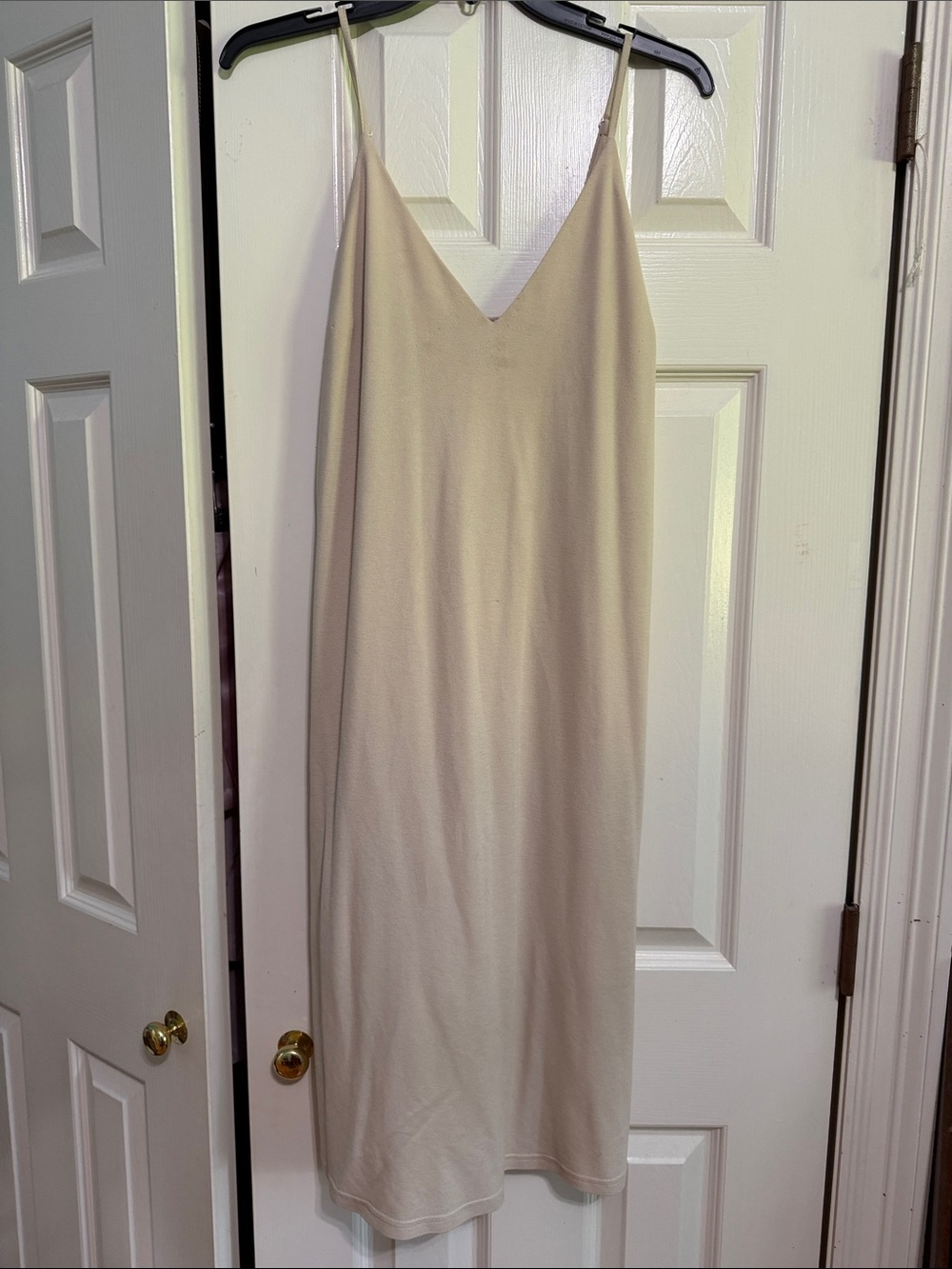Simple Cream Slip Dress with Spaghetti Straps